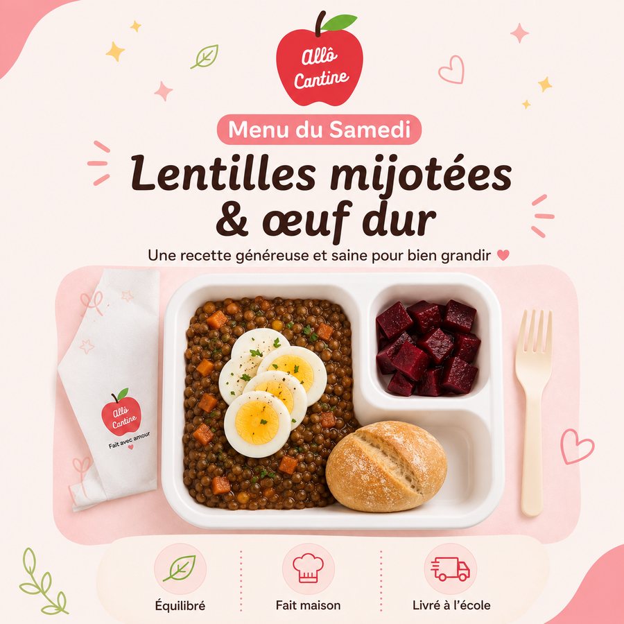 Menu du samedi : lentilles mijotées et œuf dur